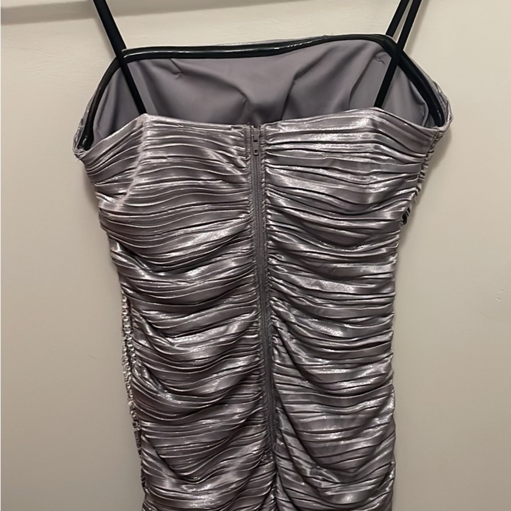 NEVER WORN - Strapless Dress - Silver with Rhinsetones